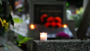 Flowers on gravestone