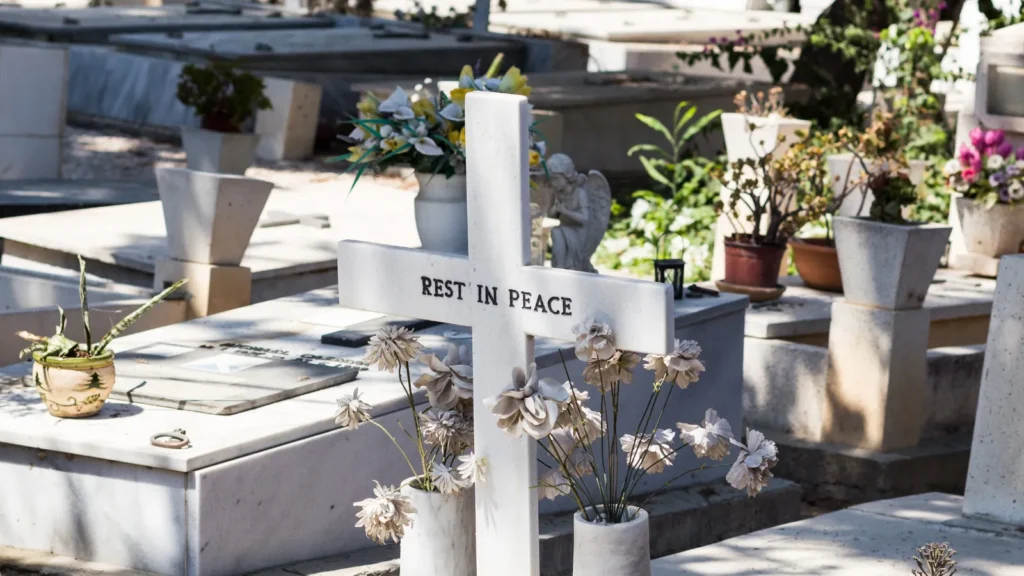 Gravestone after funeral