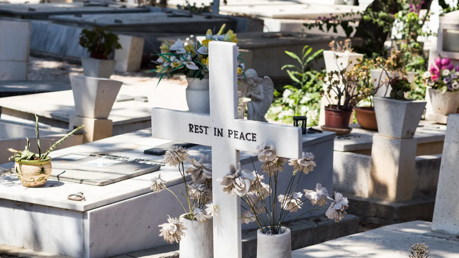Gravestone after funeral